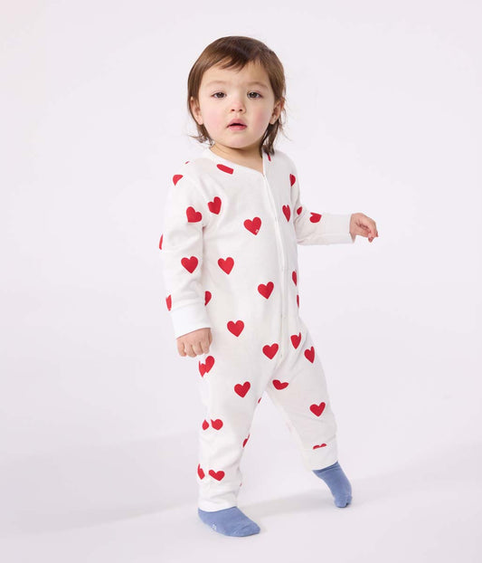 ハートプリント足なしロンパース