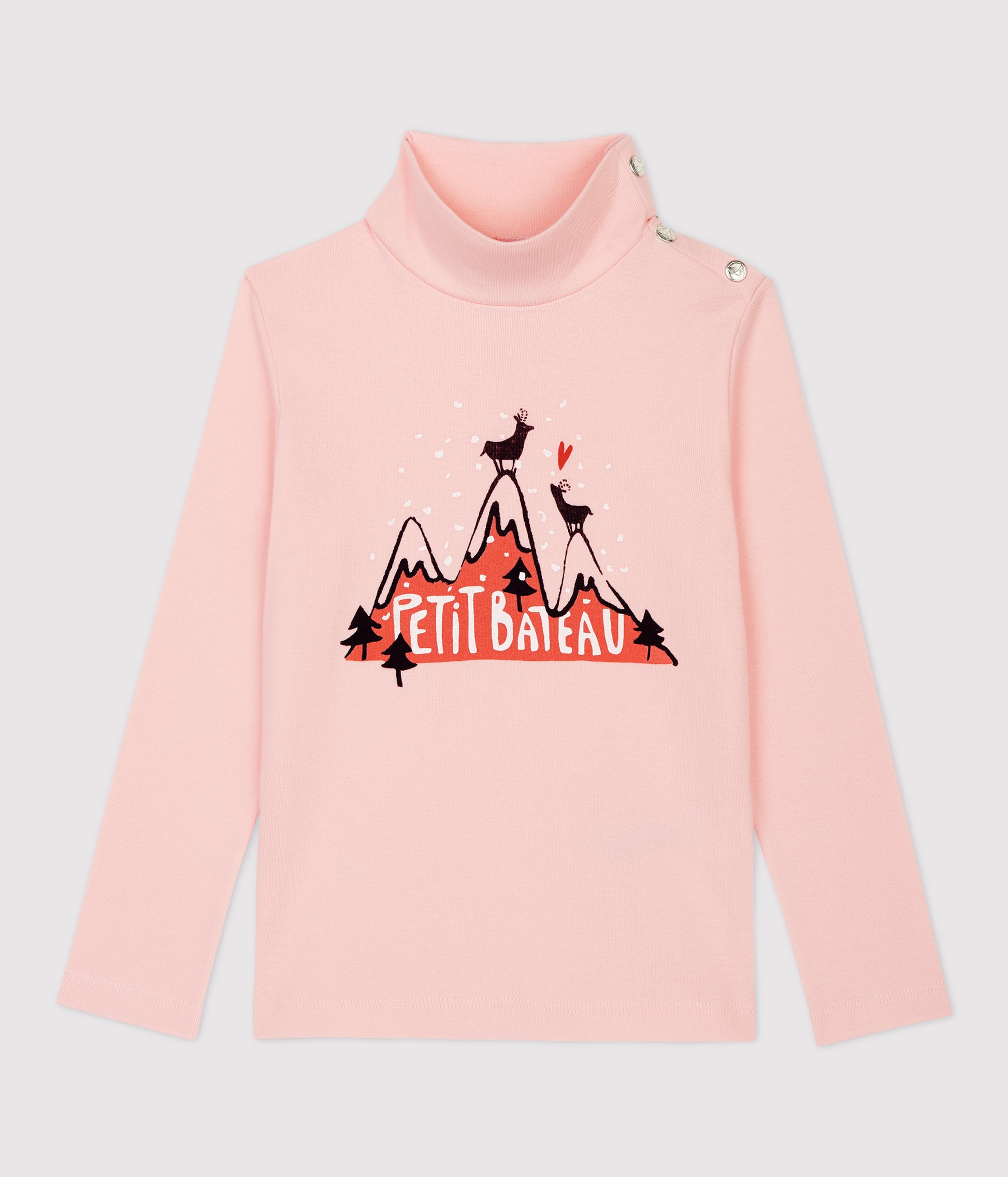 プリントタートルネック長袖Ｔシャツ