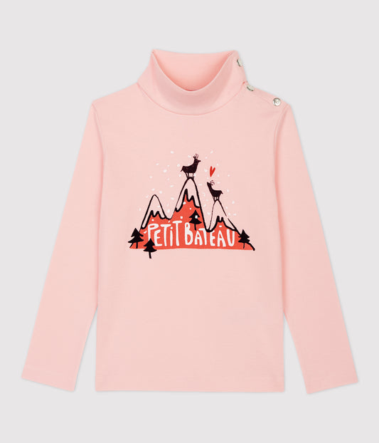 プリントタートルネック長袖Ｔシャツ