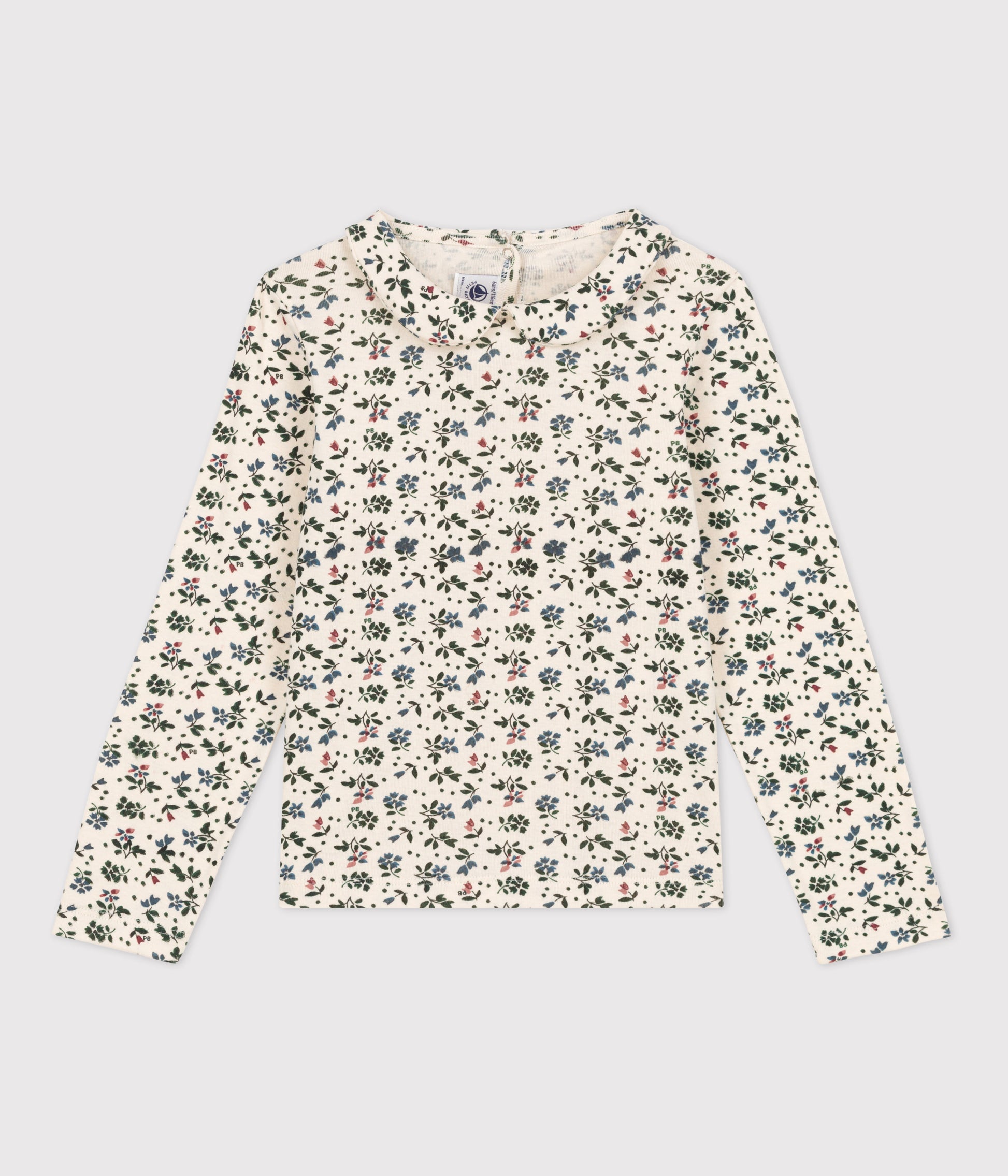 プリント衿付き長袖Ｔシャツ_フラワー