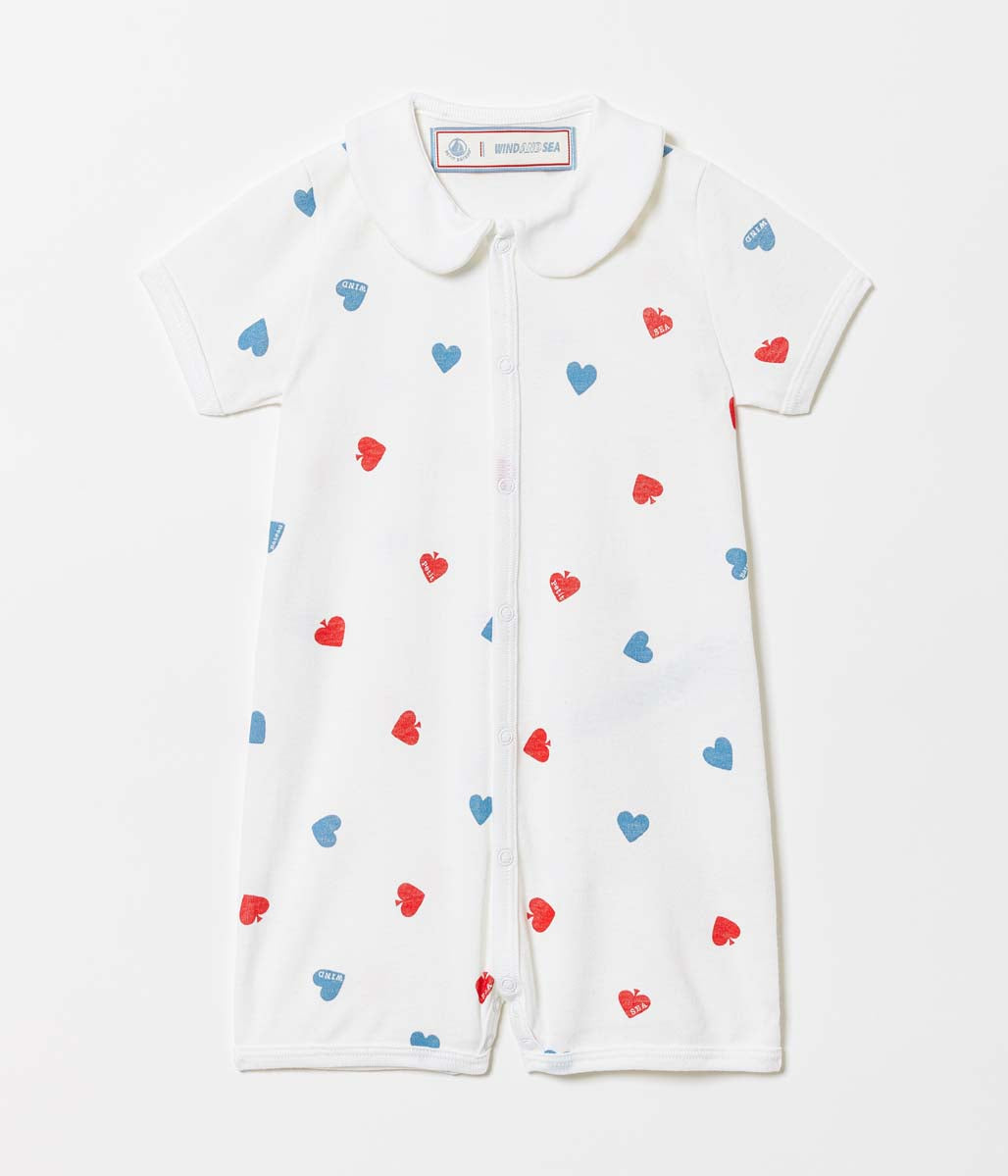 Ｗ＆Ｓプリント半袖ロンパース