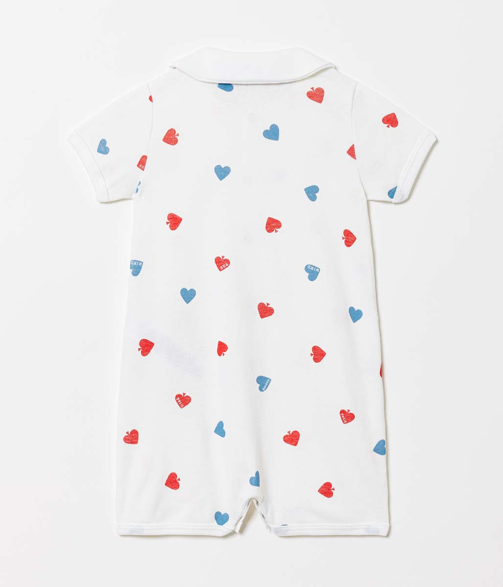 Ｗ＆Ｓプリント半袖ロンパース