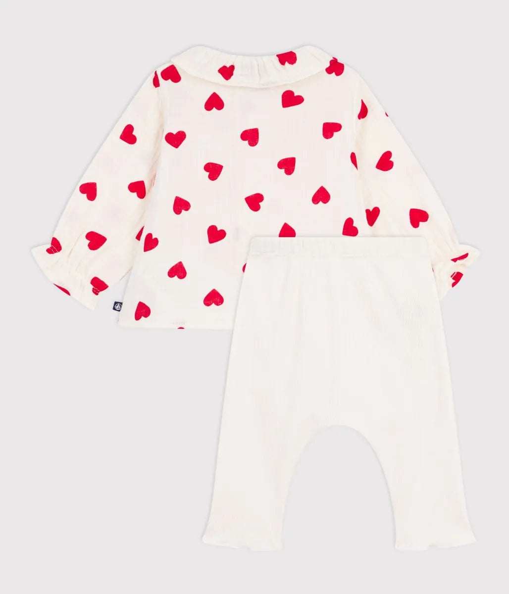 ハートプリント ベビー２点セット