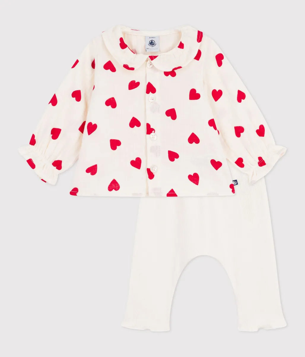 ハートプリント ベビー２点セット