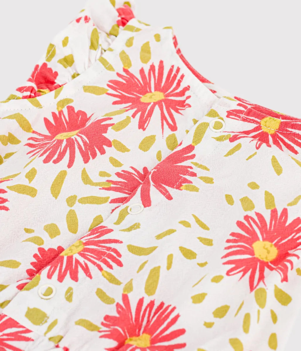 フラワープリントショートロンパース
