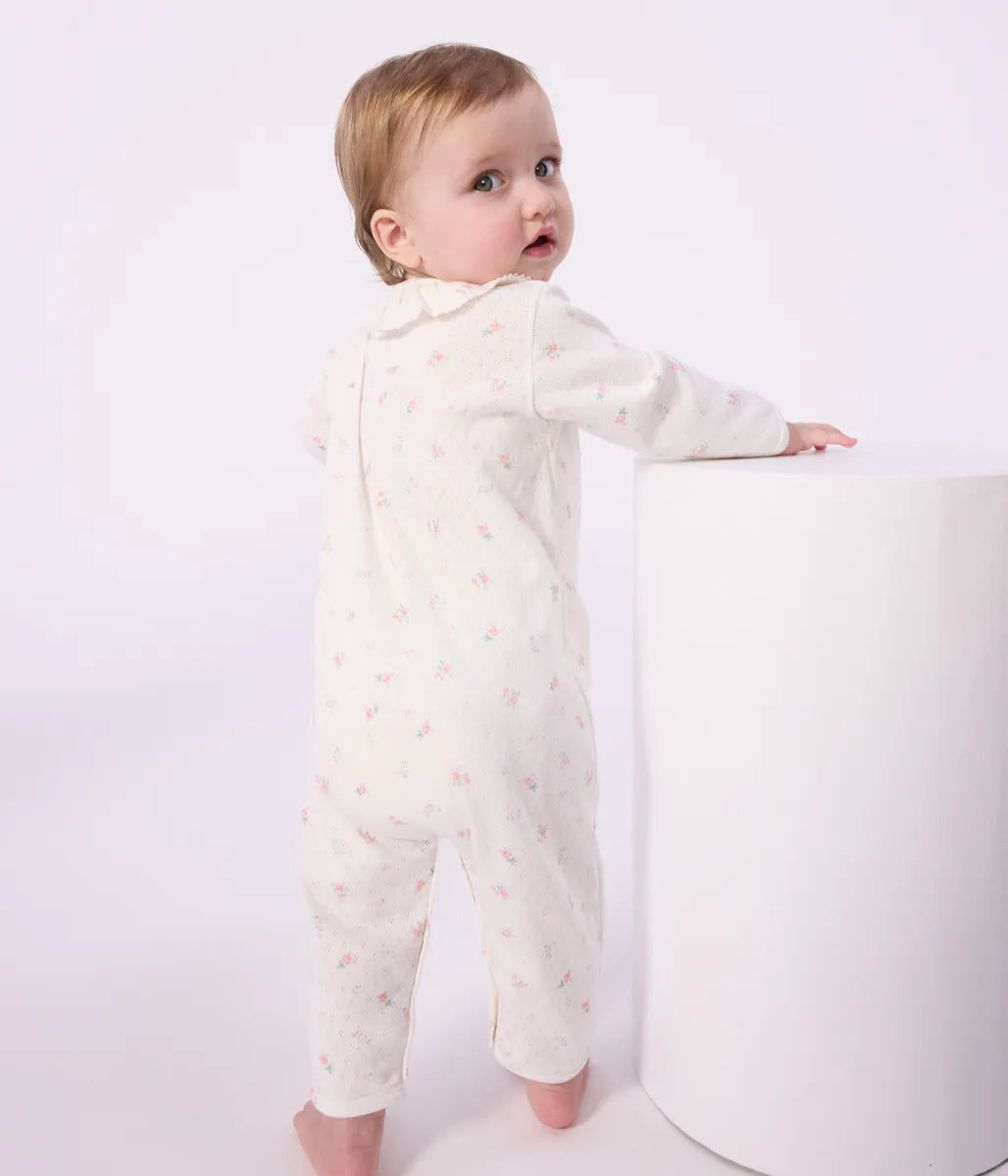 フラワープリント足なしロンパース