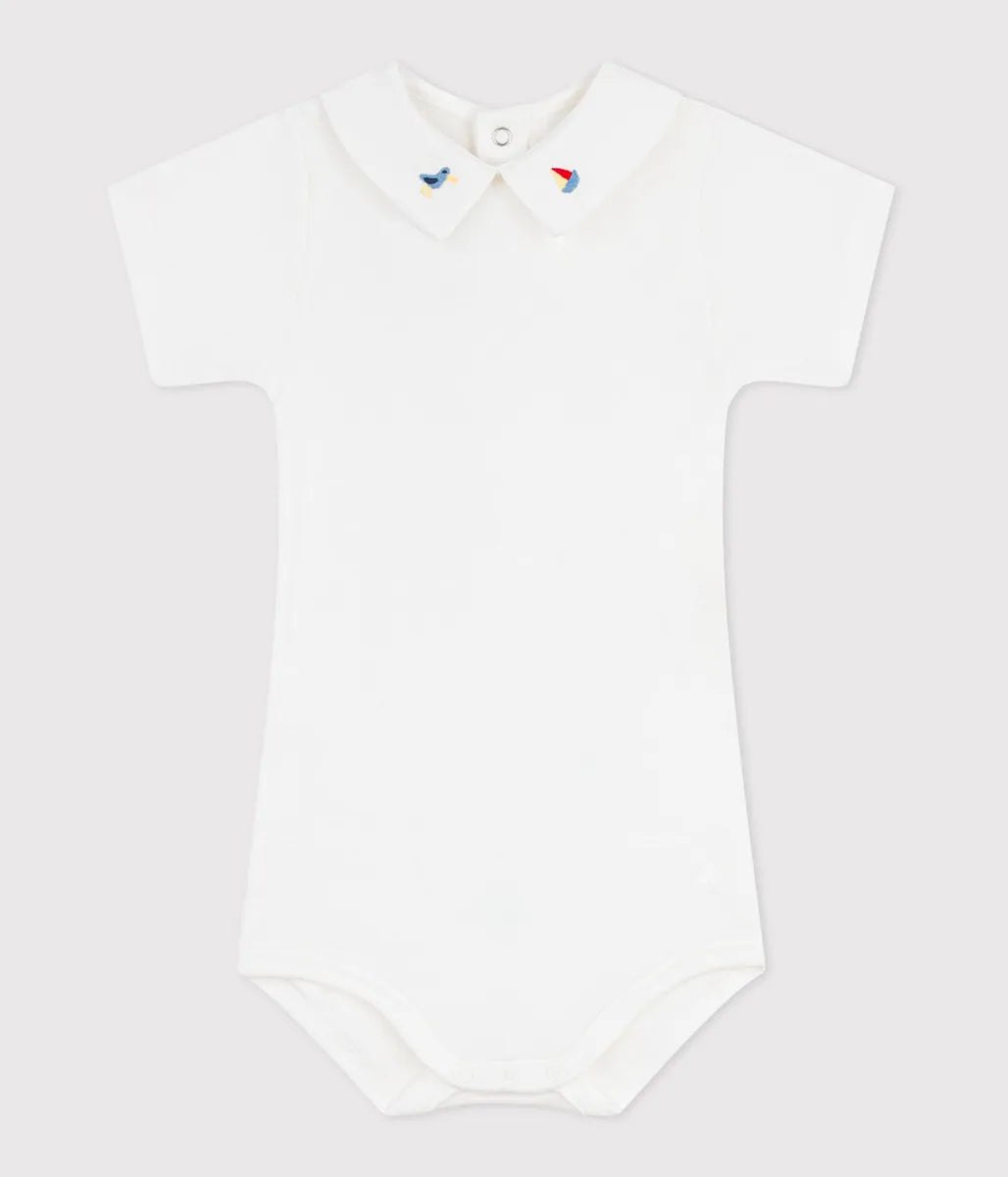 刺繍衿付き半袖ボディ