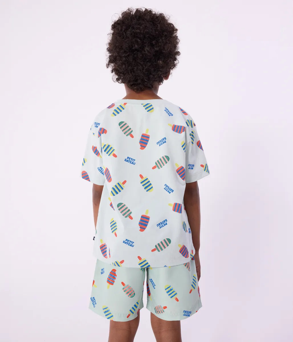 コットンプリント半袖Tシャツ