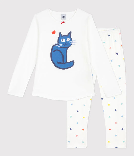 キャットプリント長袖パジャマ