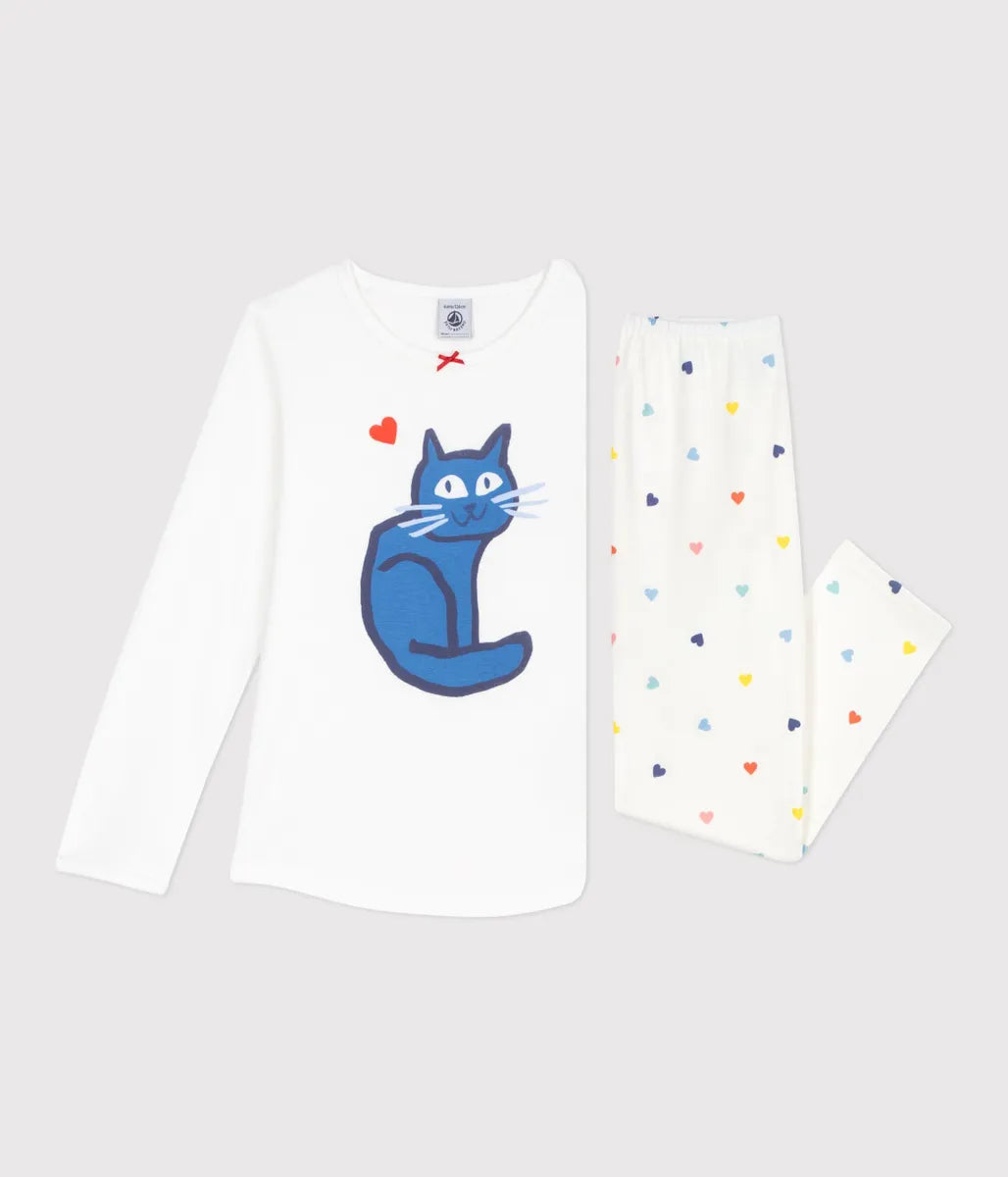 キャットプリント長袖パジャマ