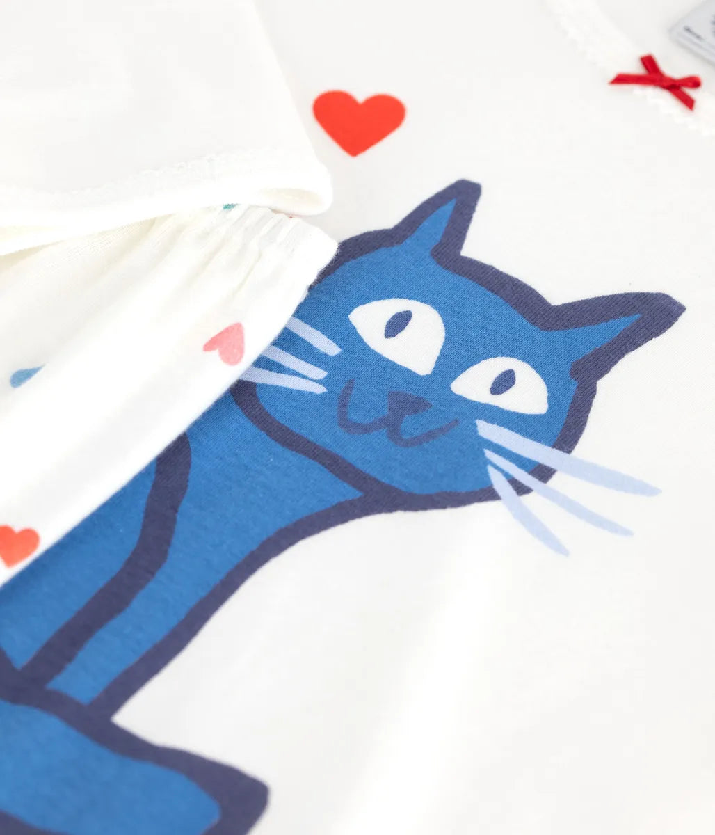 キャットプリント長袖パジャマ