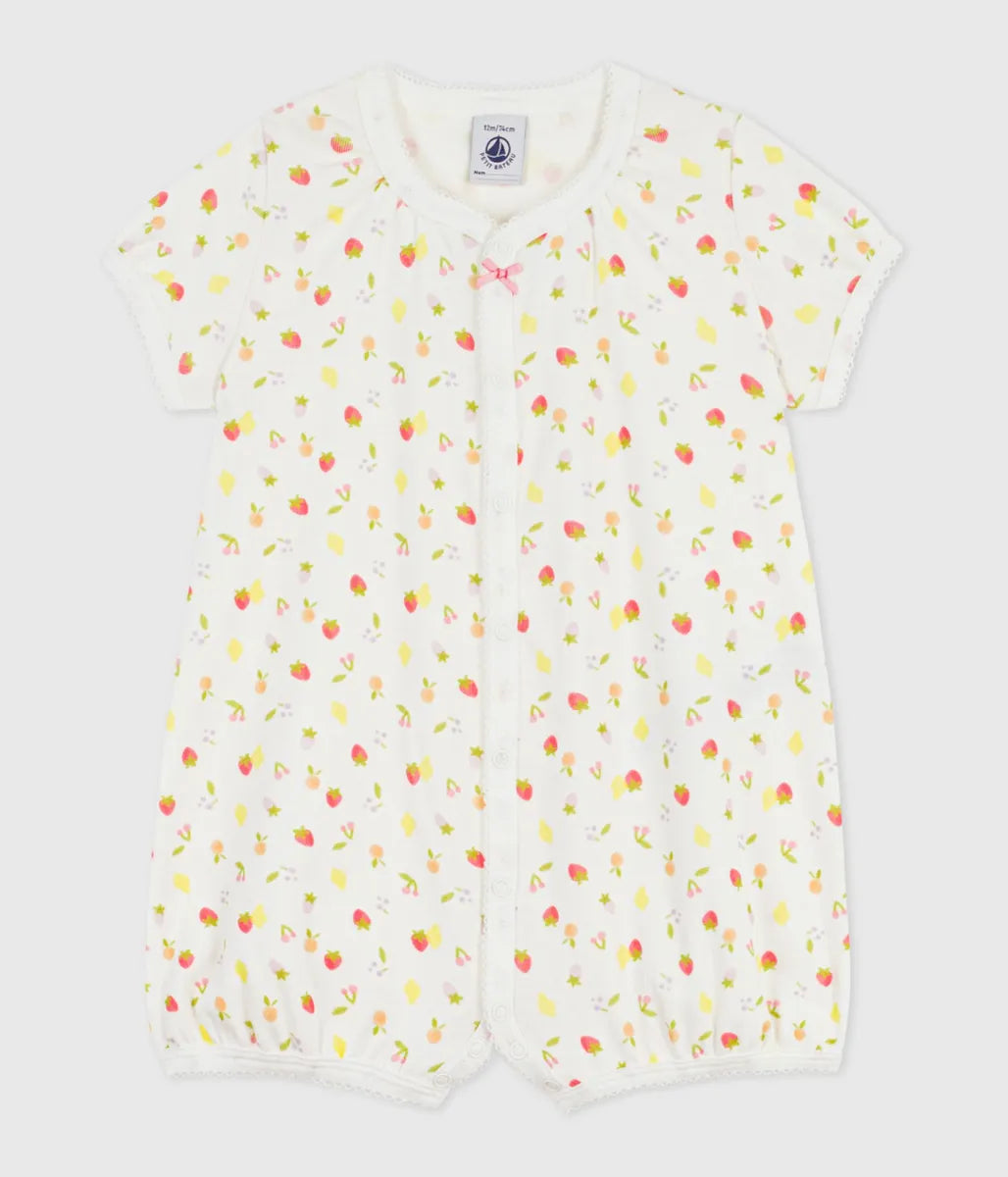 フルーツプリントショートロンパース