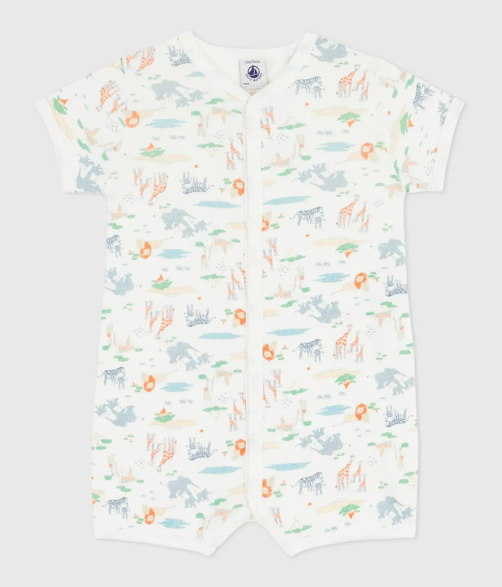 アニマルプリントショートロンパース