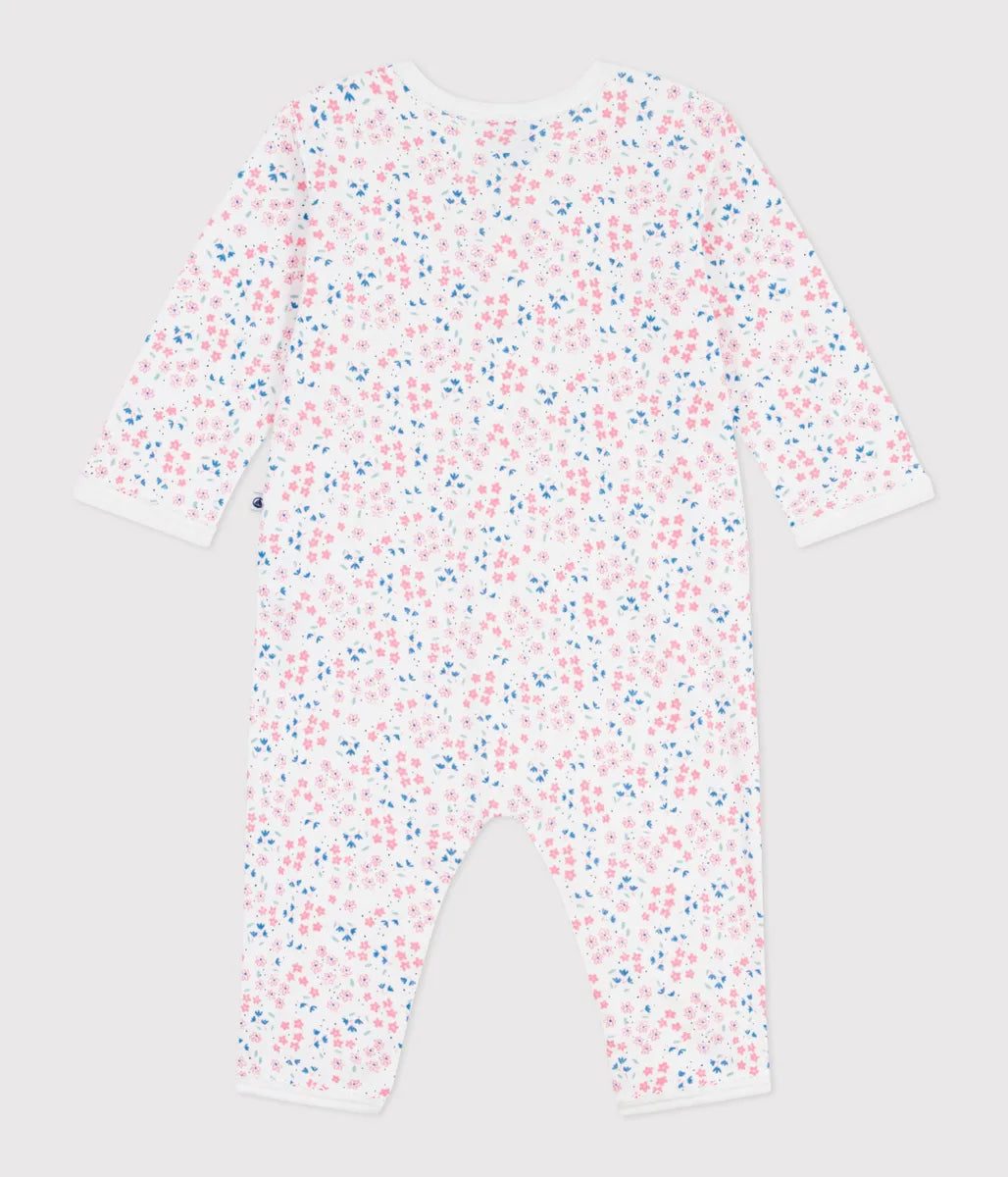 フラワープリント足なしロンパース