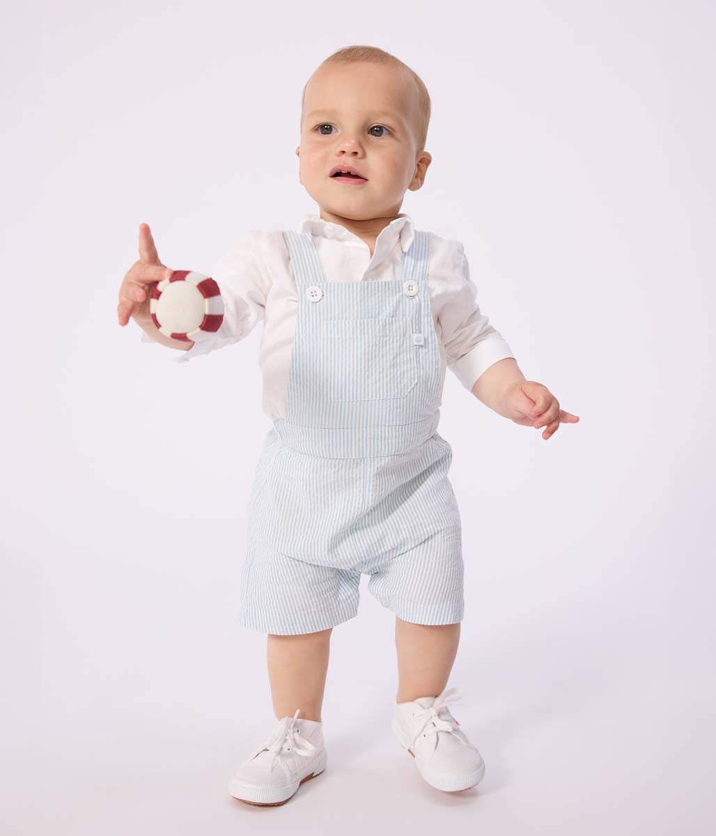 シアサッカーショートサロペット