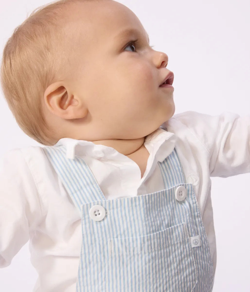 シアサッカーショートサロペット