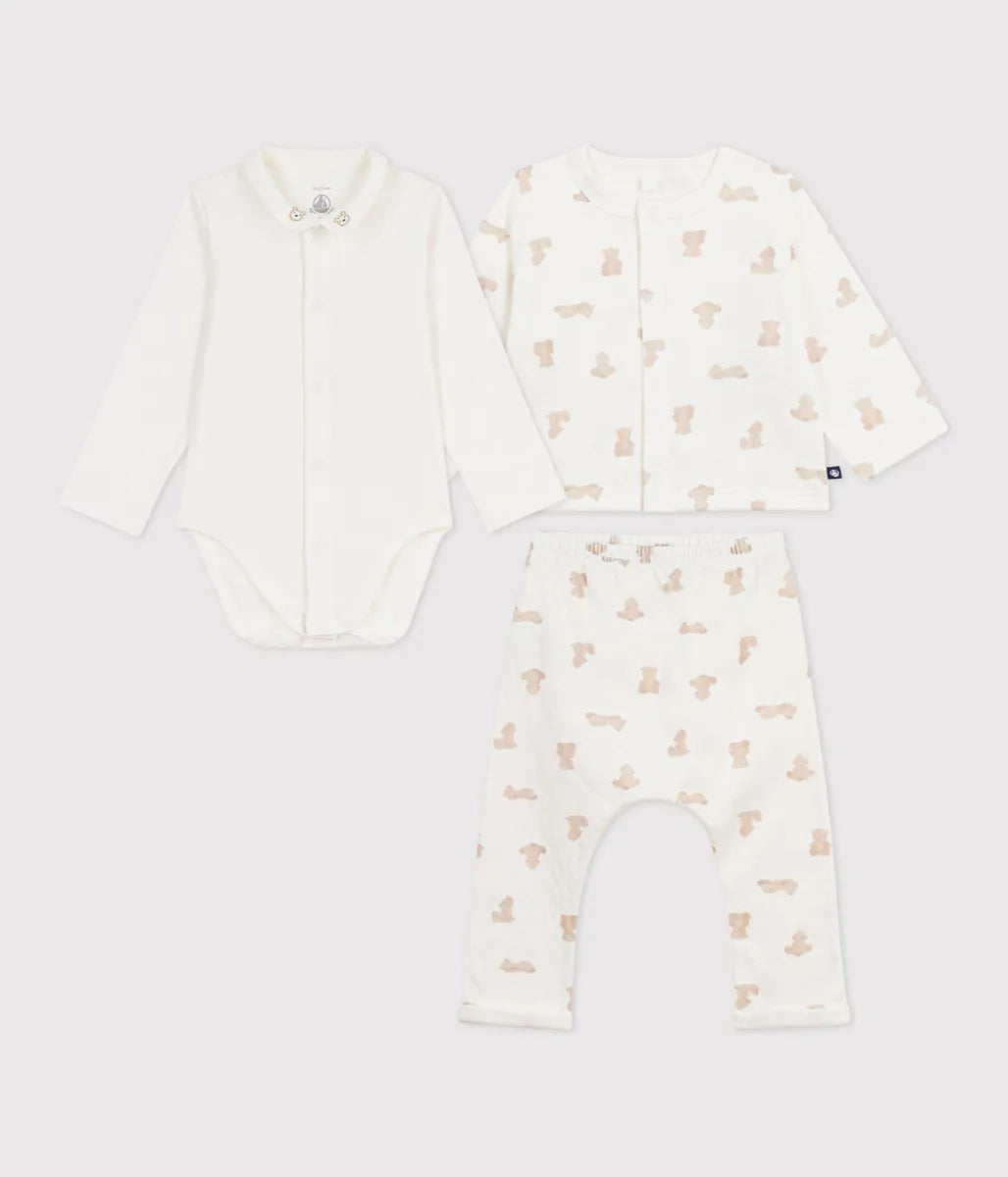クマプリント ベビー３点セット
