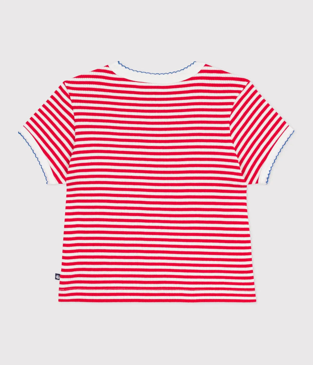 リブボーダー半袖Tシャツ