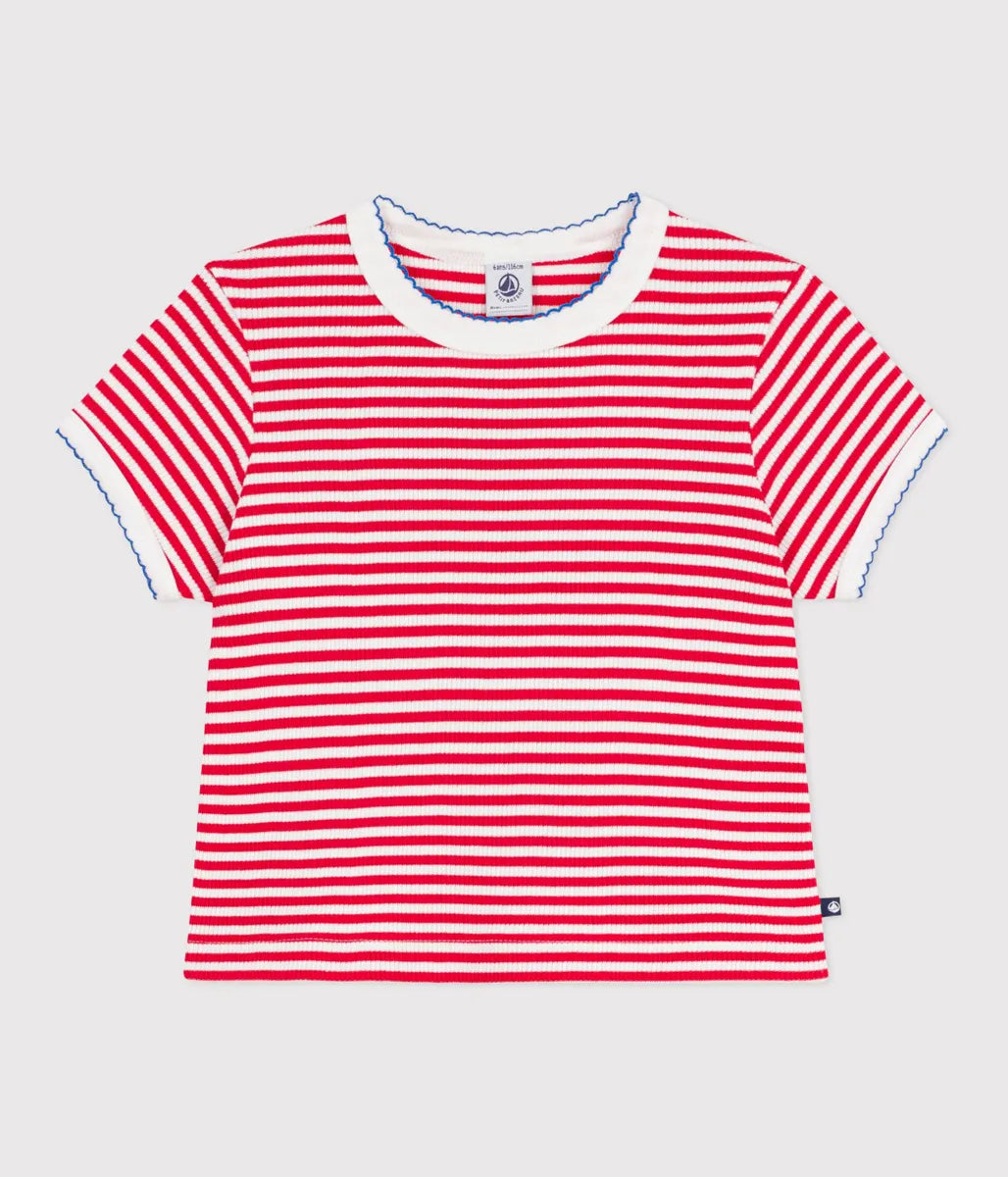リブボーダー半袖Tシャツ