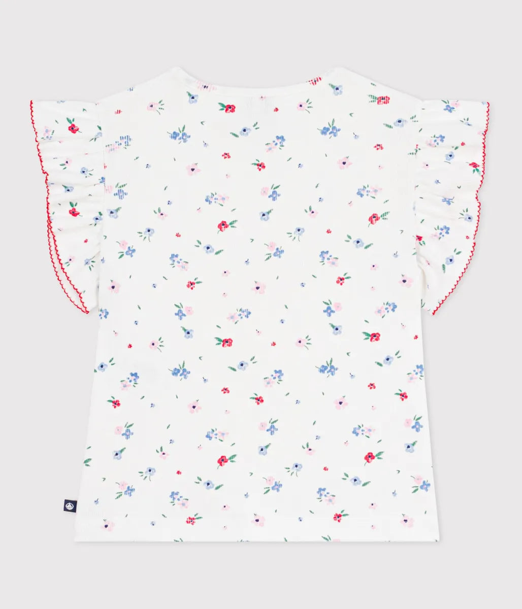 フラワープリント半袖Tシャツ
