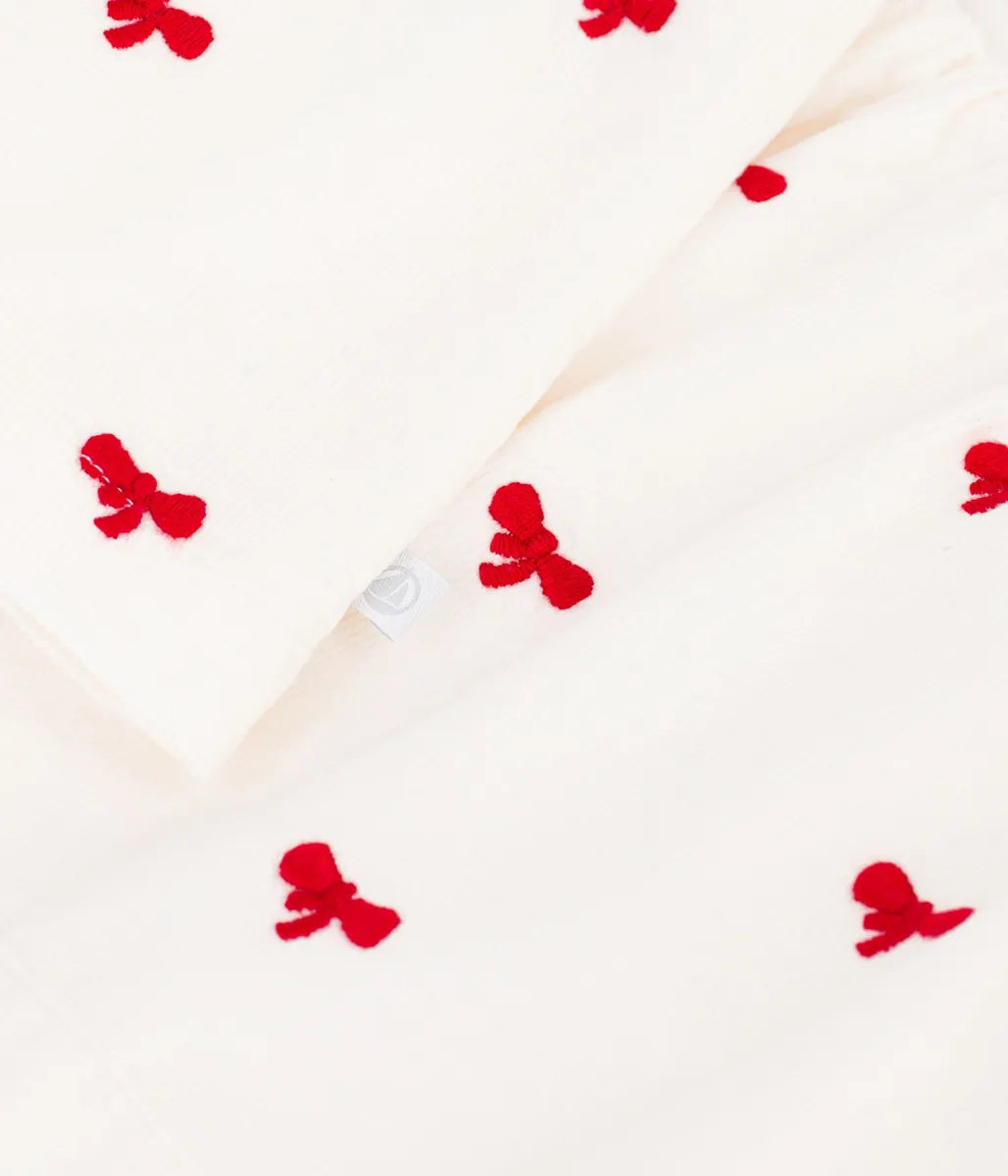 リボン刺繍長袖ブラウス