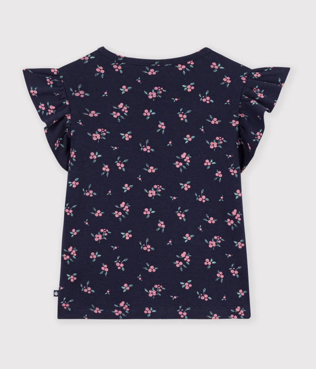 ハートプリント フリル袖Tシャツ