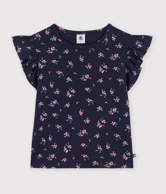 ハートプリント フリル袖Tシャツ