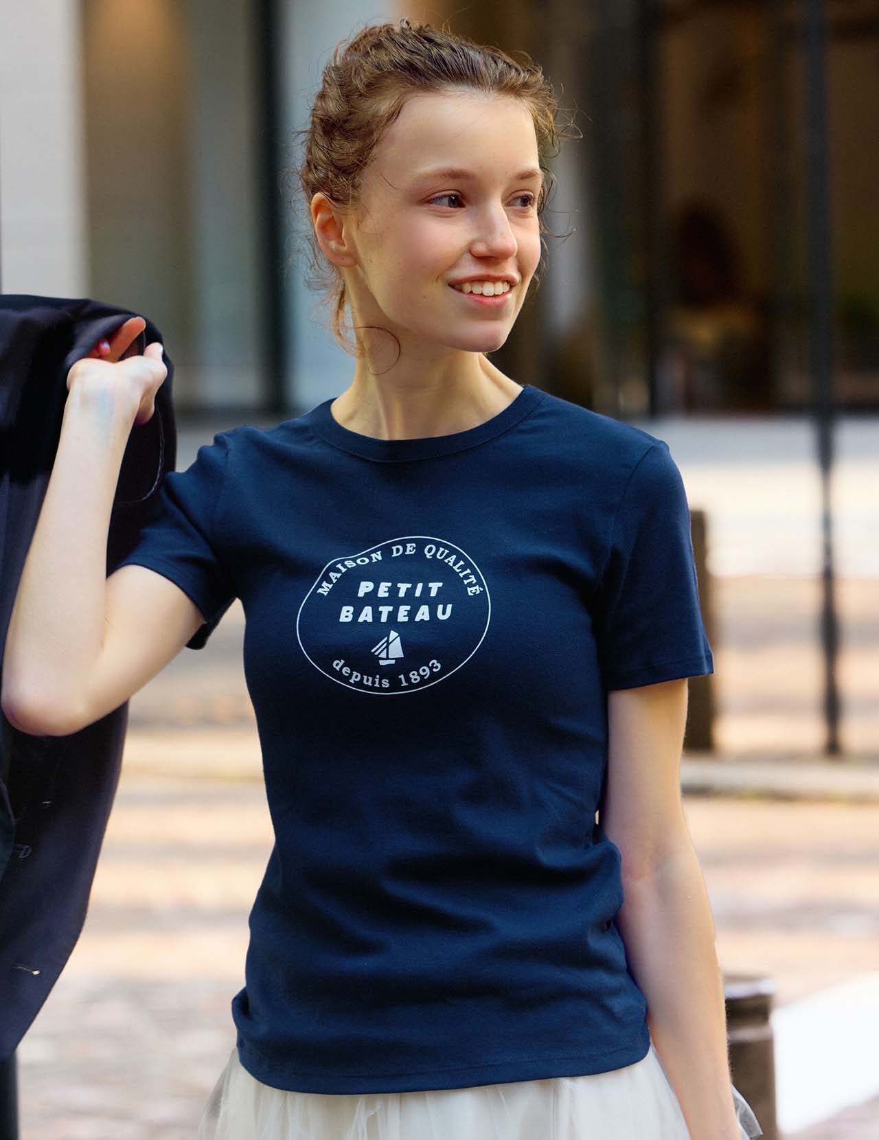 PBプリントクルーネック半袖Ｔシャツ ネイビー